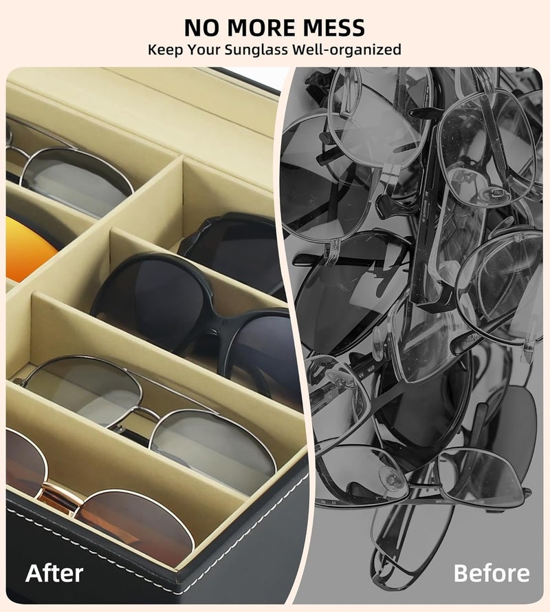 NEWLOOP Store Sunglasses Organizer Multiple Pairs of Glasses Display Case Sunglass Hard Shell Storage Box for Women Men 12/16 Slots - Image 2